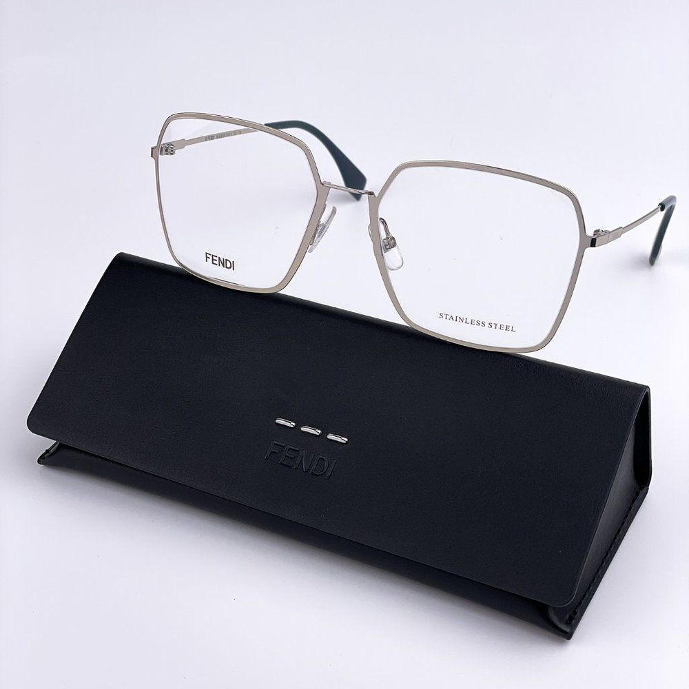 NEW Fendi  FF0333 3YG  Light Gold  Rectangle Stainless Steel Women Eyeglasses